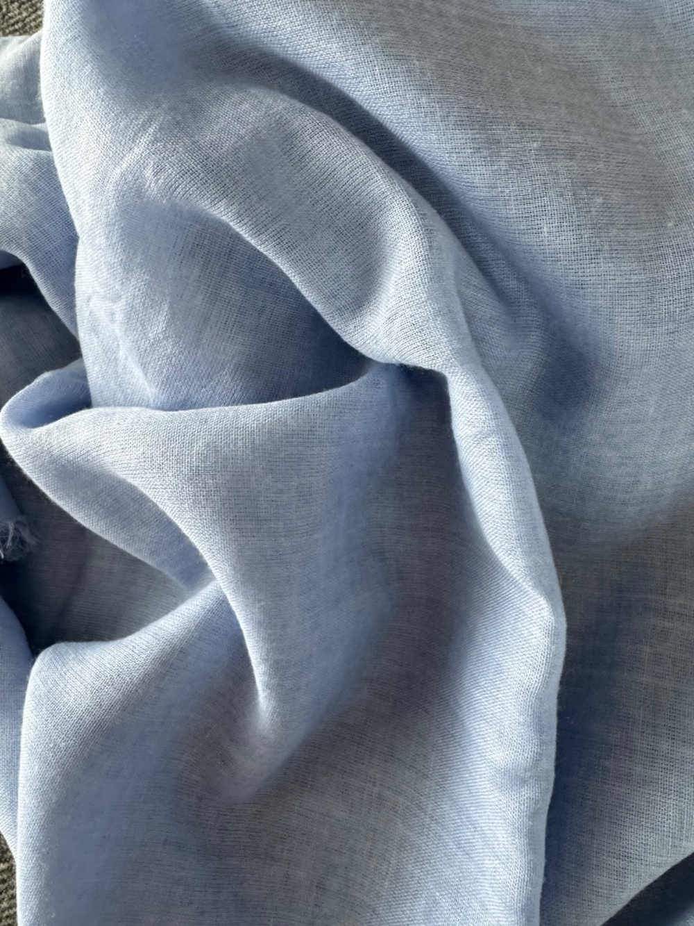NWOT, ITALIAN, FRAYED EDGE SARONG/SCARF IN PRETTY LIGHT SKY BLUE - Picture 9 of 12